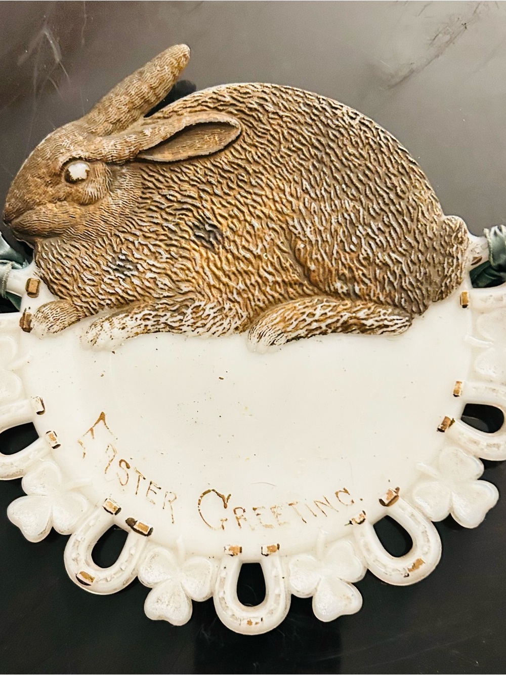 Rustic Brown & White Rabbit Decorative Wall Plaque - Easter Greeting